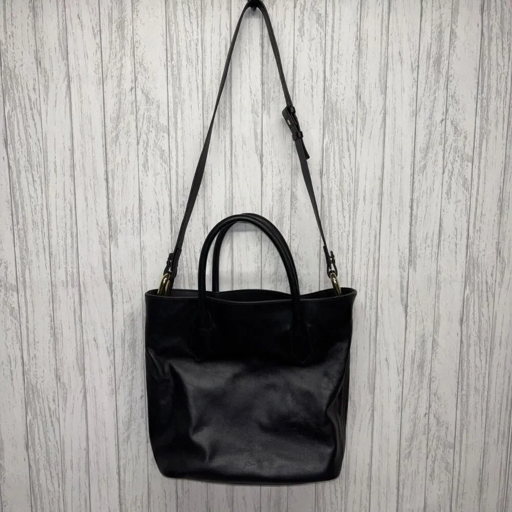 J.Crew The Harper Leather Tote Bag Black EUC
